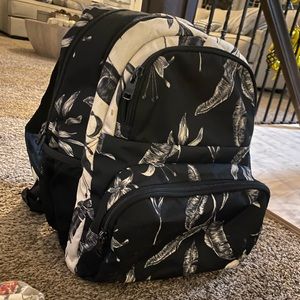 Roxy Backpack- black leaves